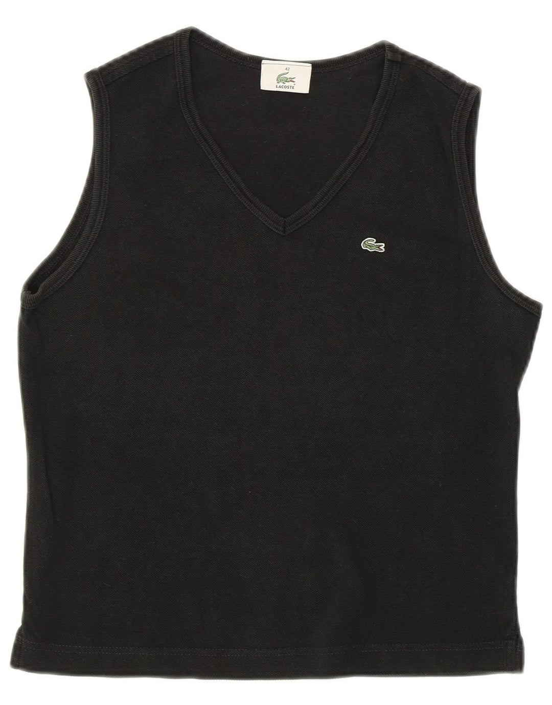 Lacoste Womens Crop Vest Top Størrelse 42 Large Sort