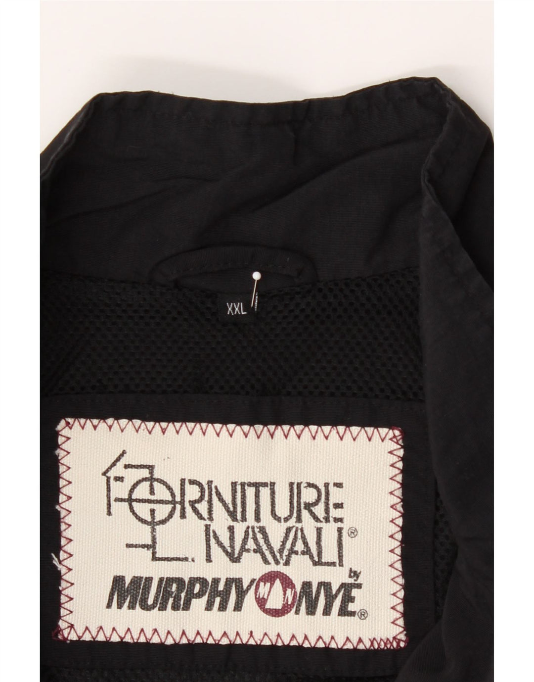 MURPHY & NYE Mens Graphic Rain Jacket UK 44 2XL Black Colourblock Vintage Murphy & Nye and Second-Hand Murphy & Nye from Messina Hembry 