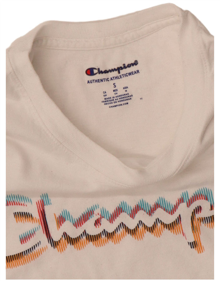 Champion Dame Grafisk T-Shirt Top UK 10 Small White
