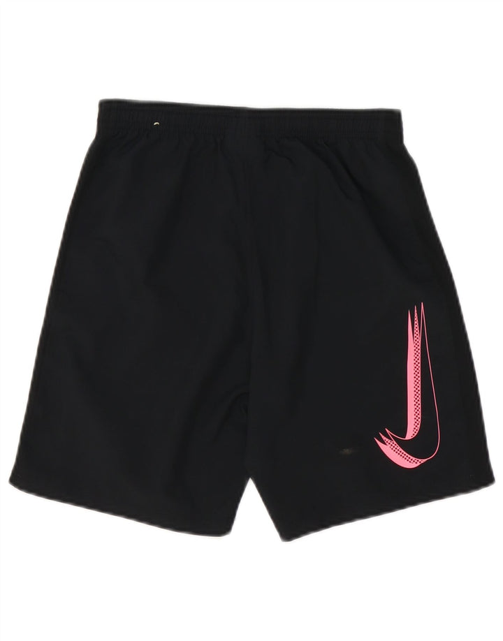 NIKE Boys Dri Fit Graphic Sport Shorts 10-11 Years Medium Black Polyester