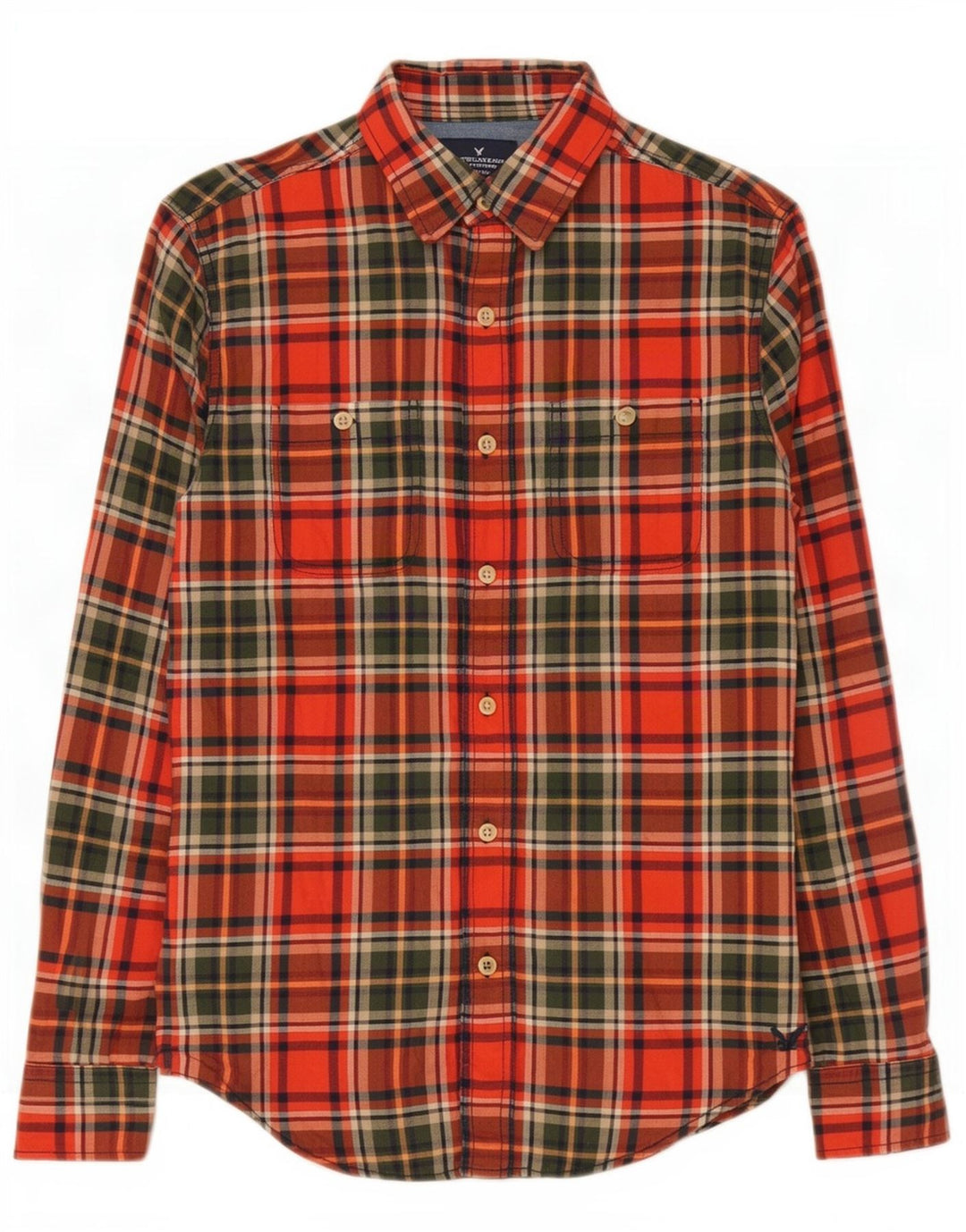 American Eagle Outfitters Herre Classic Fit Flannel skjorte Lille rød ternet