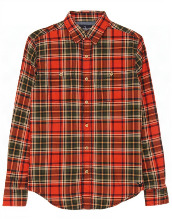 American Eagle Outfitters Herre Classic Fit Flannel skjorte Lille rød ternet