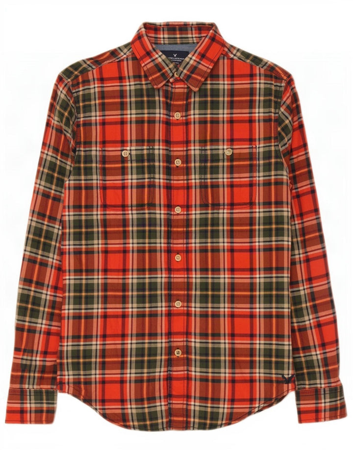 American Eagle Outfitters Herre Classic Fit Flannel skjorte Lille rød ternet