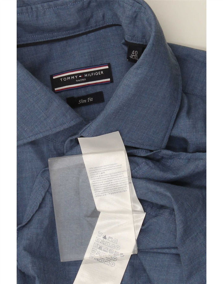 Tommy Hilfiger Herre Slim Fit skjorte str. 40 Medium Blue Cotton