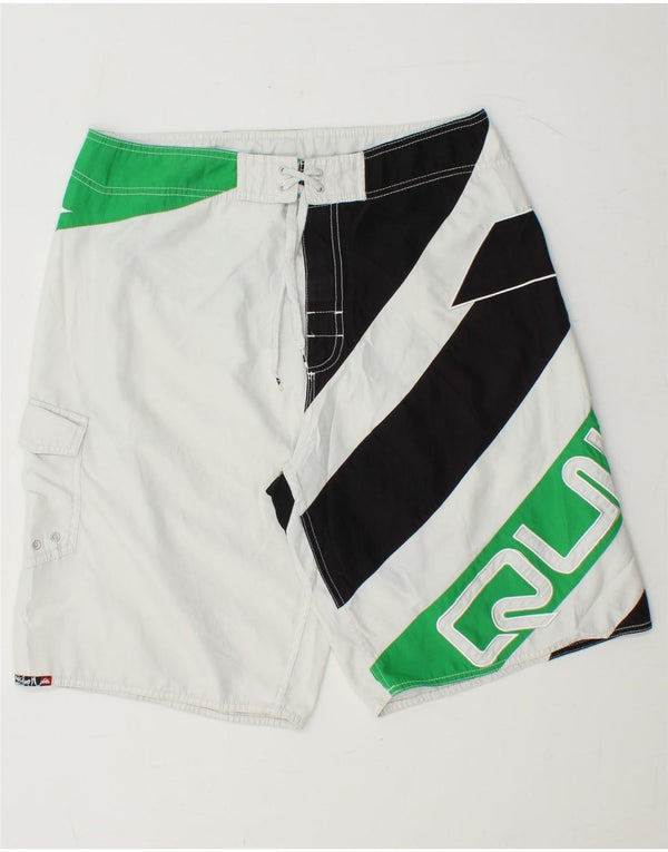 QUIKSILVER Grafiske svømmeshorts til mænd, store hvide Colourblock Polyester
