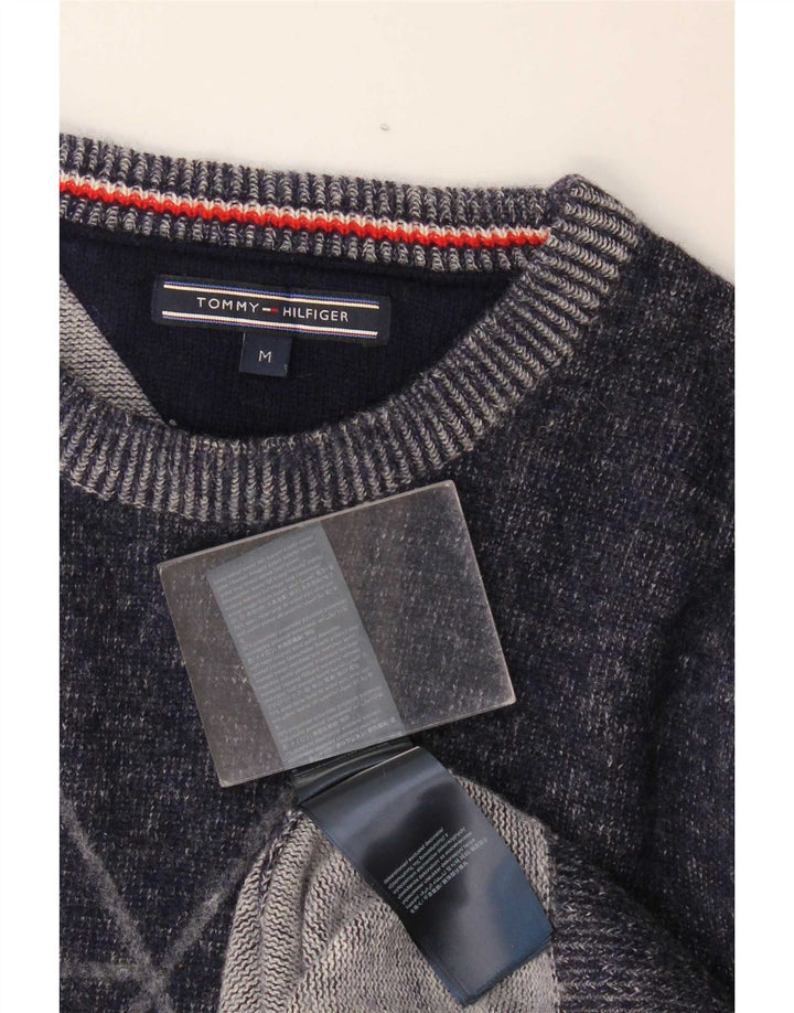 Tommy Hilfiger Herre Graphic Crew Neck Jumper Sweater Medium Navy Blue Wool