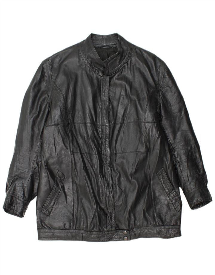 Vintage læderjakke til kvinder UK 14 Medium Sort