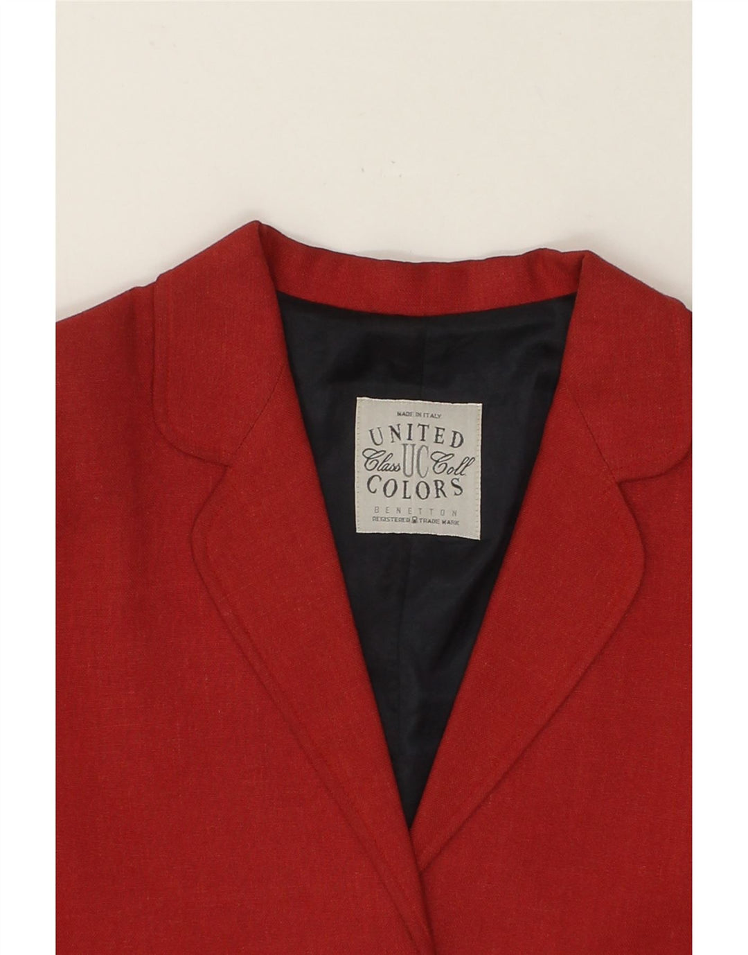 BENETTON Womens Longline 3 Button Blazer Jacket IT 44 Medium Red Viscose Vintage Benetton and Second-Hand Benetton from Messina Hembry 