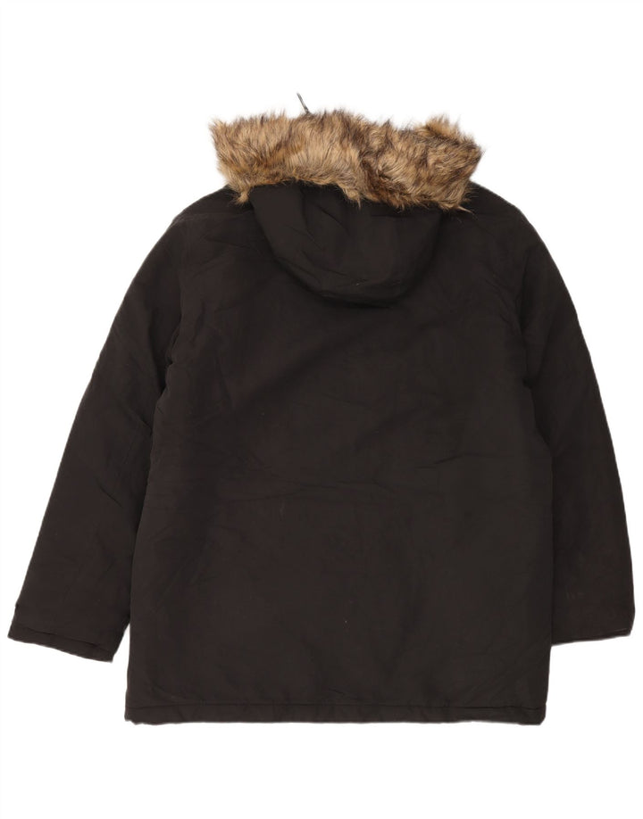 Jack & Jones Herre Hooded Parka Jacket UK 40 Large Black Polyester
