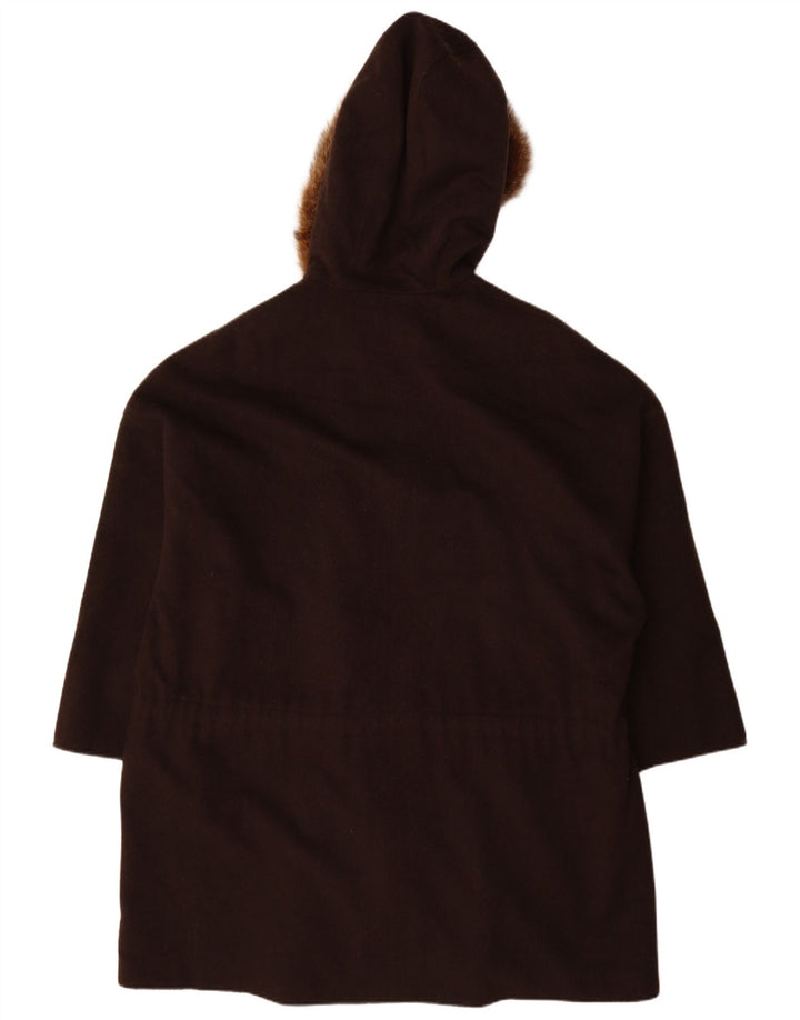 Admont Dame Hætte Oversized Overfrakke EU 42 Stor Brun Uld