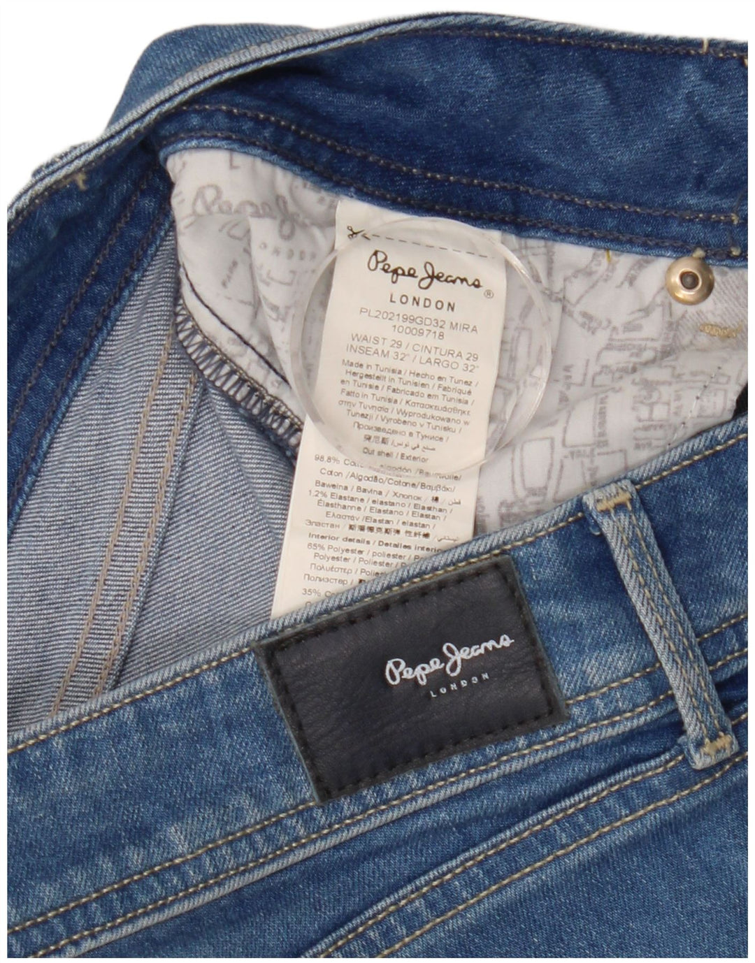 PEPE Jeans Dame Slim Jeans W29 L32 Blå Bomuld