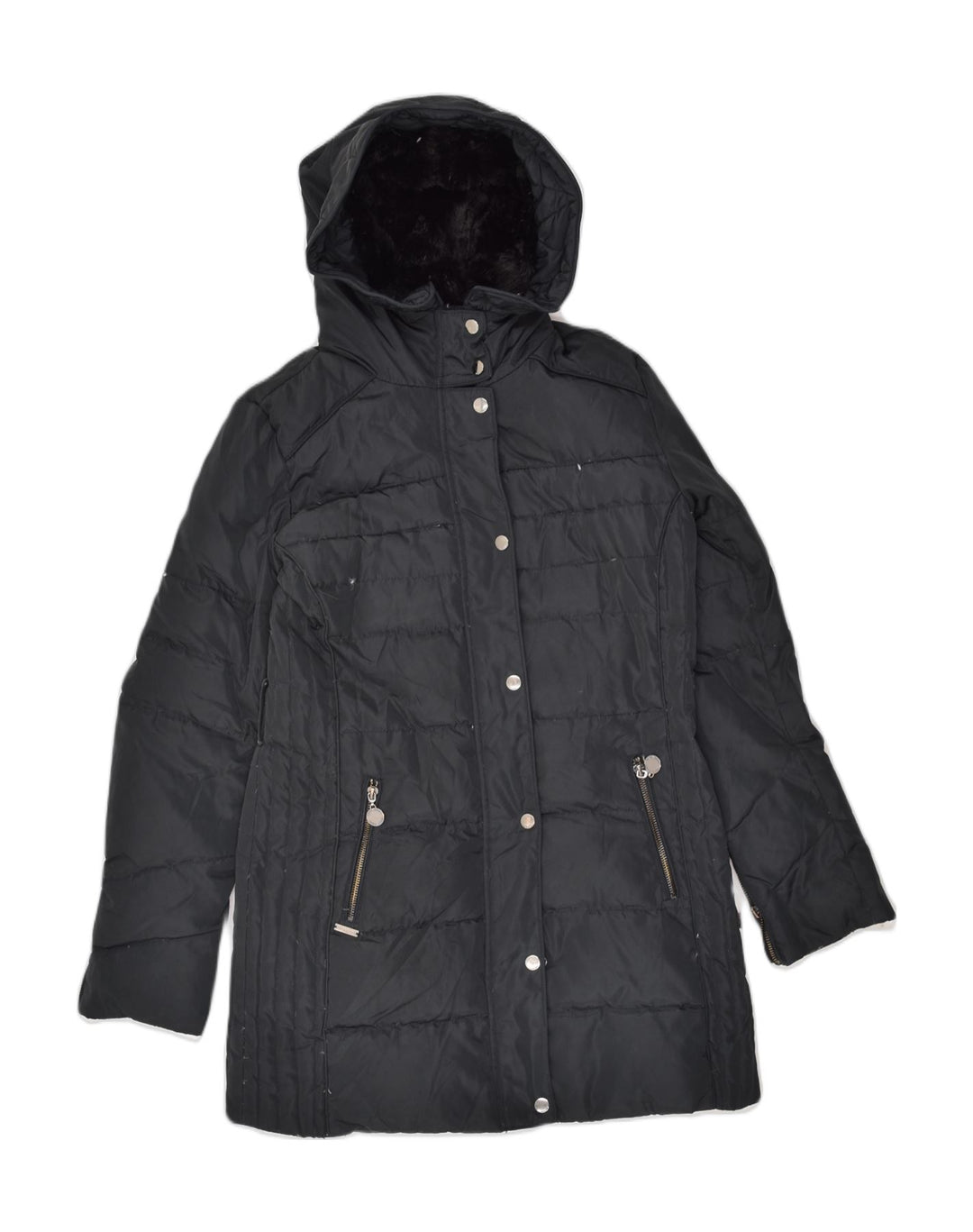 PEPE JEANS Womens Hooded Padded Coat UK 10 Small Black Polyester | Vintage PEPE Jeans | Thrift | Second-Hand PEPE Jeans | Used Clothing | Messina Hembry 