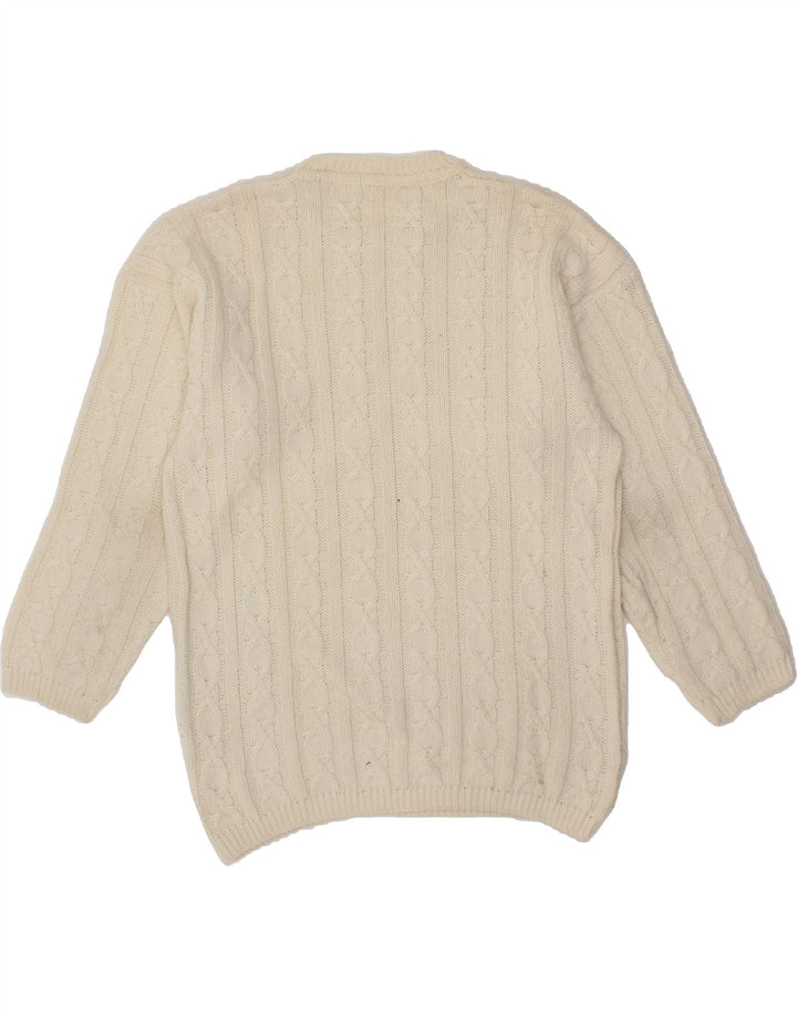 VINTAGE Womens Crew Neck Jumper Sweater UK 14 Medium Beige Acrylic Vintage Vintage and Second-Hand Vintage from Messina Hembry 