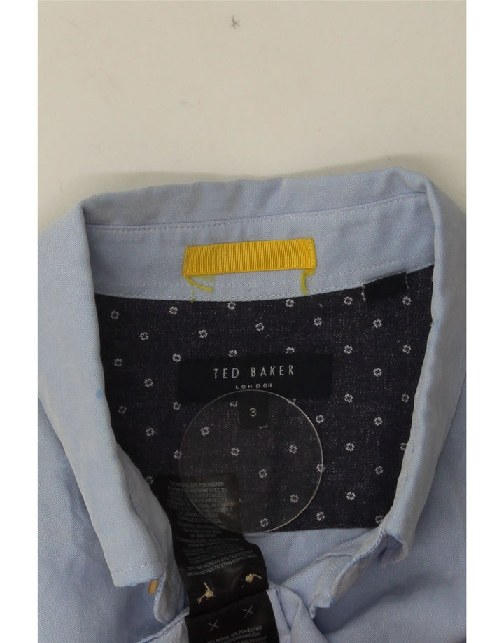 Ted Baker Kortærmet Herreskjorte Størrelse 3 Medium Blå Modal
