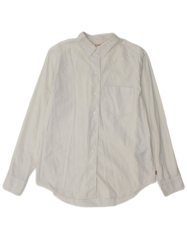 Levi's Womens Boyfriend Fit Shirt UK 10 Small White Bomuld