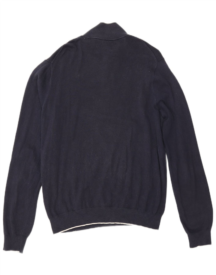 Gant Herre Zip Neck Jumper Sweater Medium Navy Blue Bomuld