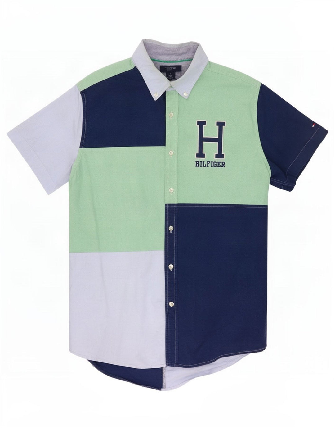 Tommy Hilfiger Kortærmet Herreskjorte Stor Navy Blue Colourblock