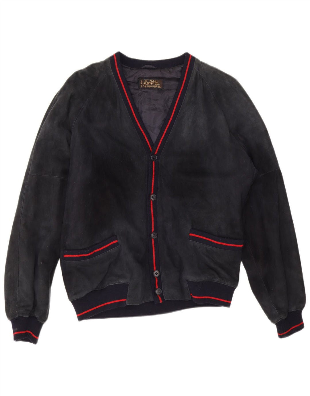 Belfe Herre Ruskind Bomber Jacket IT 50 Large Navy Blue Læder