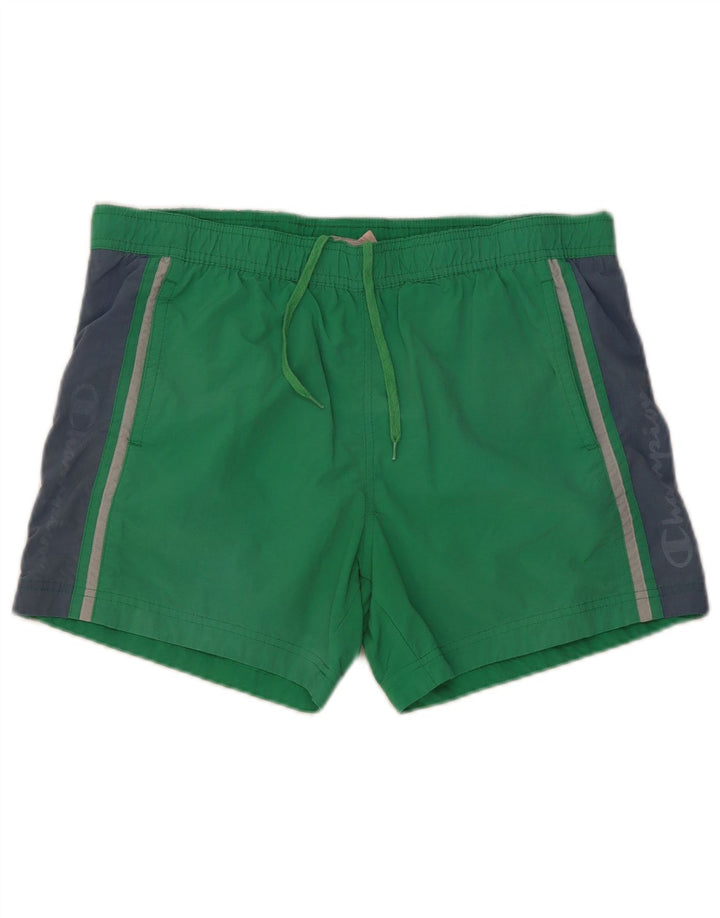 Champion Herre grafiske svømmeshorts Large Green Colourblock Polyester