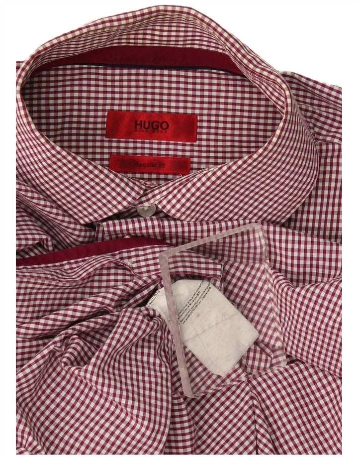 Hugo Boss Herre Regular Fit skjorte Medium Burgundy Gingham Cotton