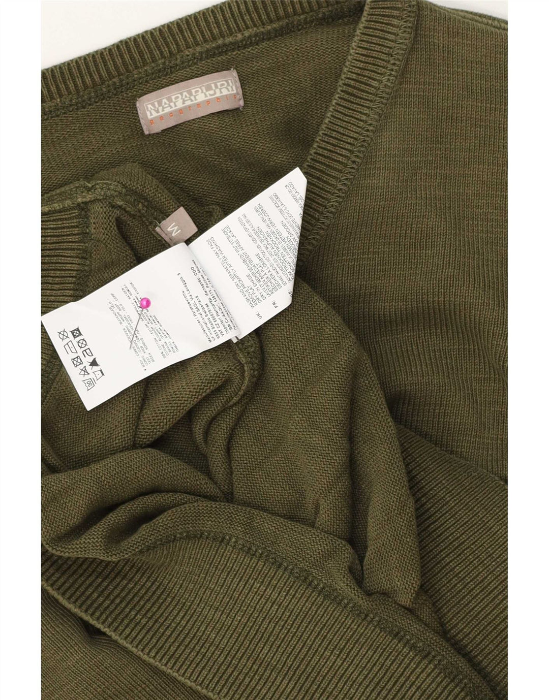 Napapijri Herre V-hals sweater Medium Khaki Bomuld