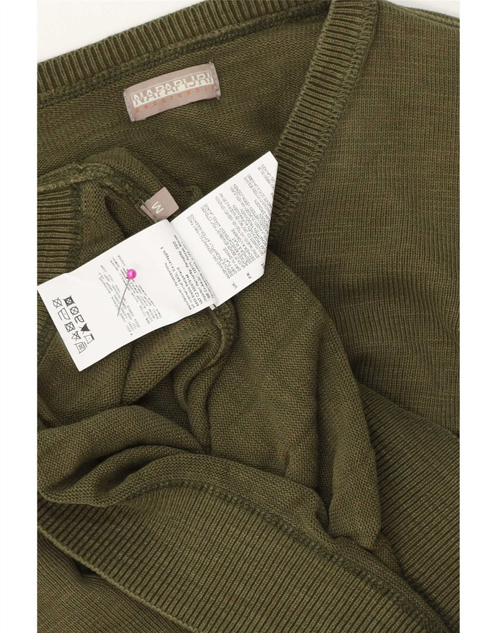Napapijri Herre V-hals sweater Medium Khaki Bomuld