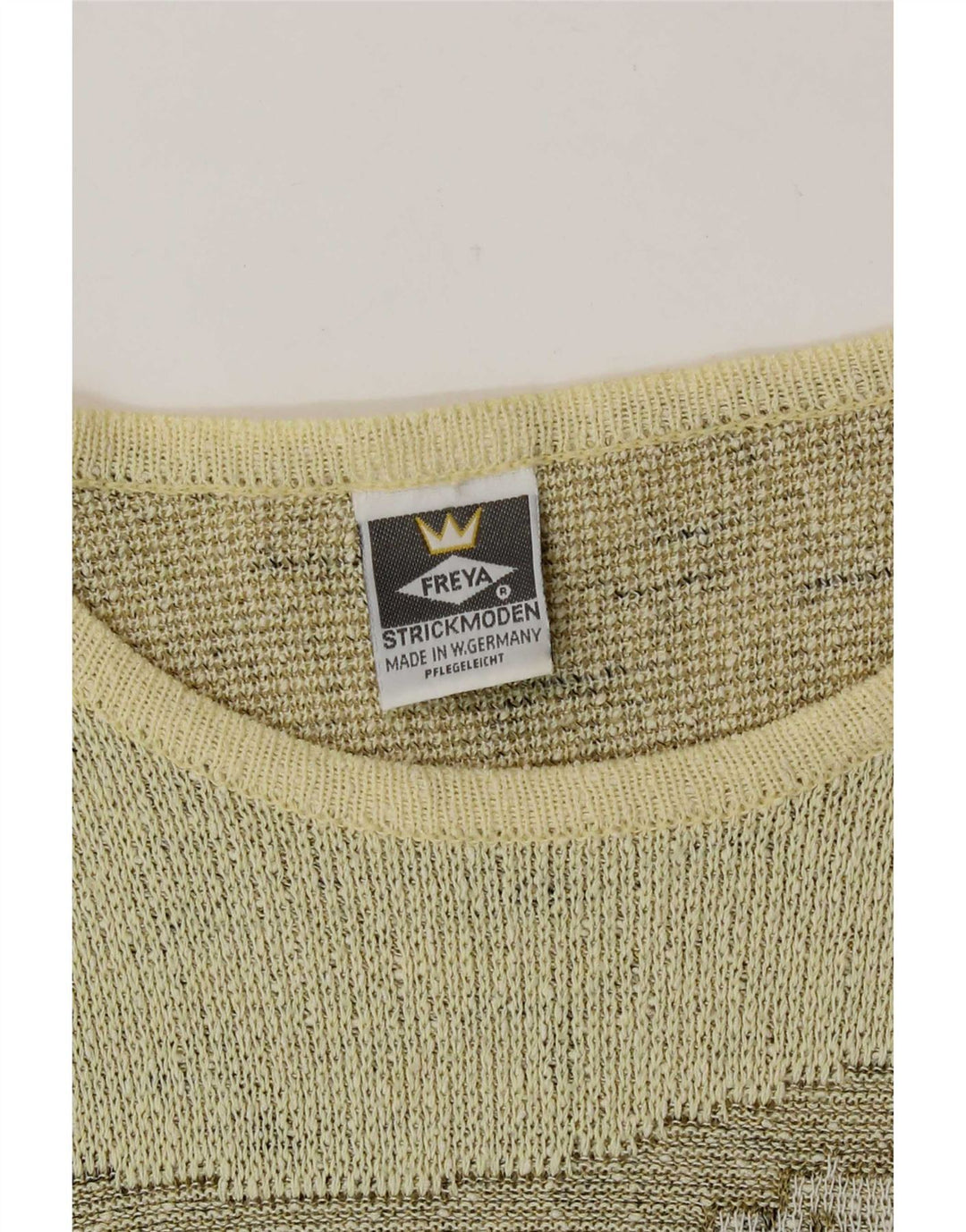 Freya Dame Grafisk Boat Neck Jumper Sweater UK 14 Medium Gul