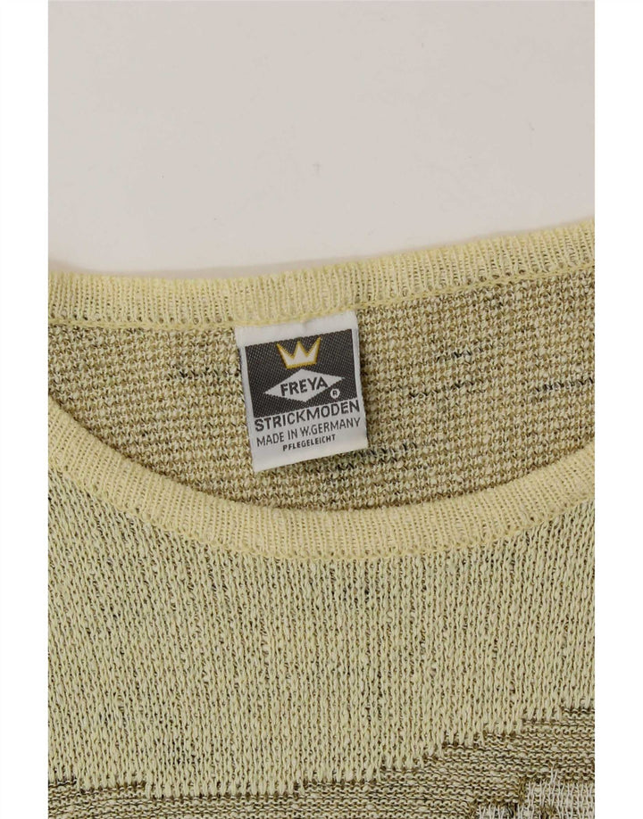 Freya Dame Grafisk Boat Neck Jumper Sweater UK 14 Medium Gul