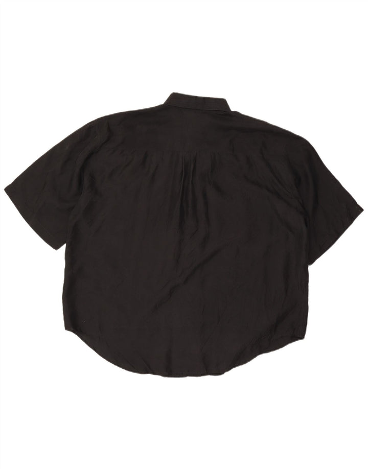 Miss Joy Dame Kortærmet Oversized Skjorte IT 46 Stor Sort Silke