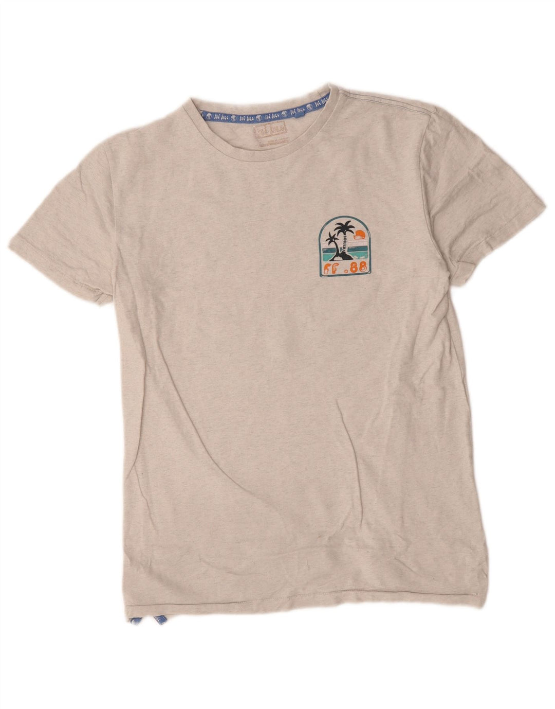 Fat Face Herre Grafisk T-Shirt Top Lille Grå