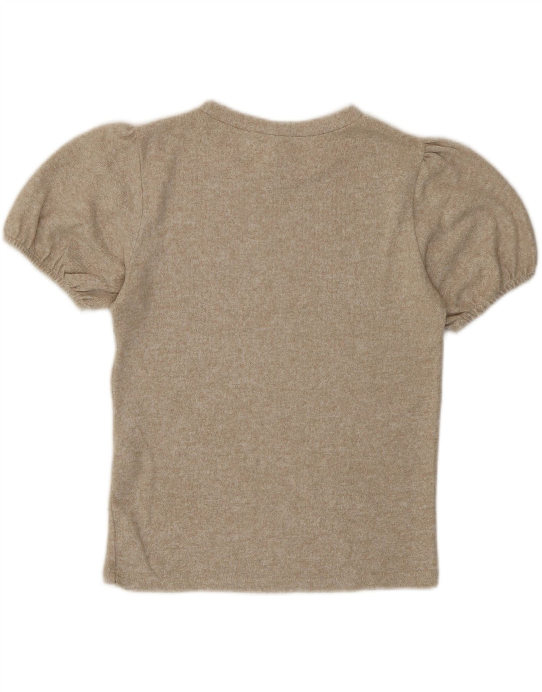 Zara T-Shirt Top UK 12 Medium Beige Flecked Viscose