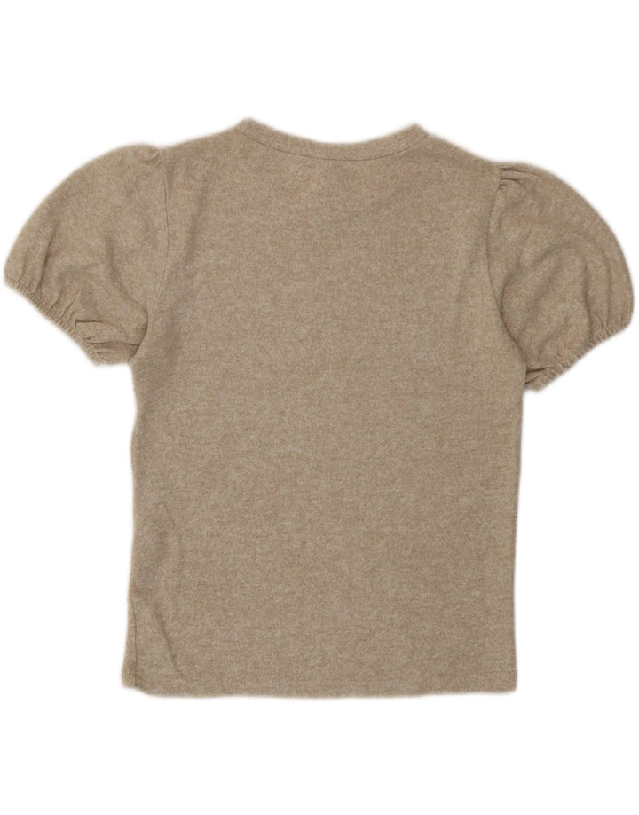 Zara T-Shirt Top UK 12 Medium Beige Flecked Viscose