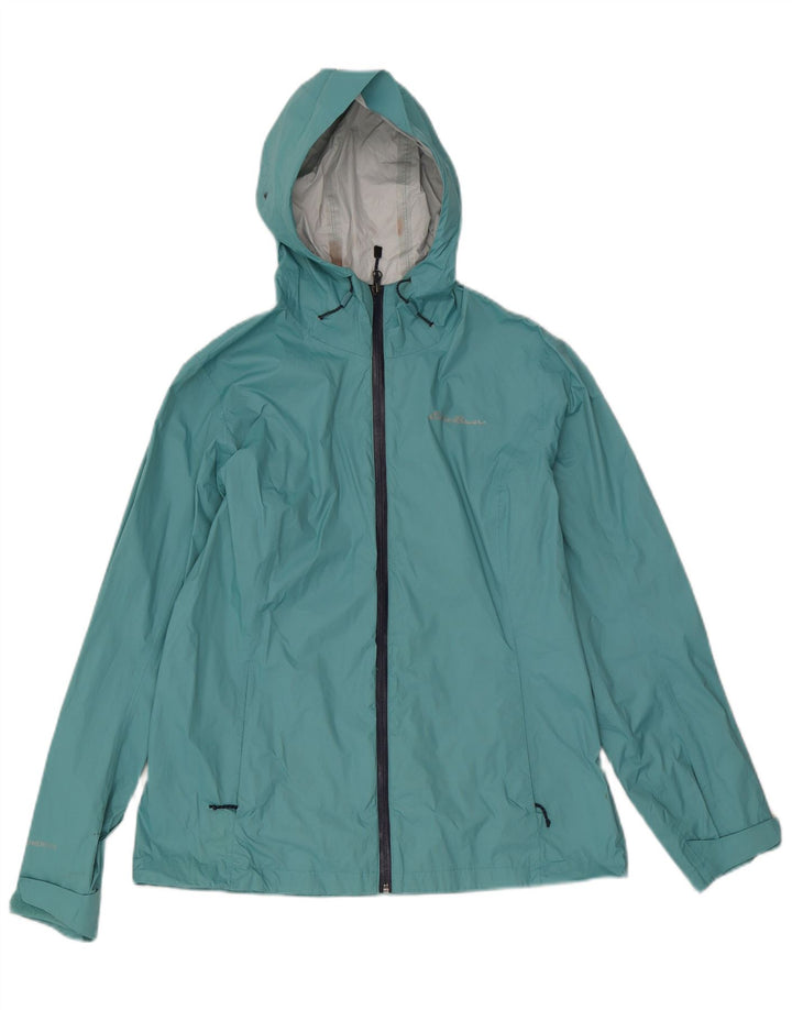 Eddie Bauer Dame Regnjakke med hætte UK 14 Medium Blue Nylon