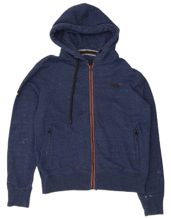 Superdry Hættetrøje med lynlås til mænd 2XL marineblå bomuld