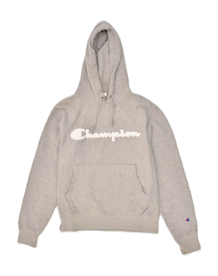 CHAMPION Mens Graphic Hoodie Jumper Small Grey Cotton | Vintage Champion | Thrift | Second-Hand Champion | Used Clothing | Messina Hembry 