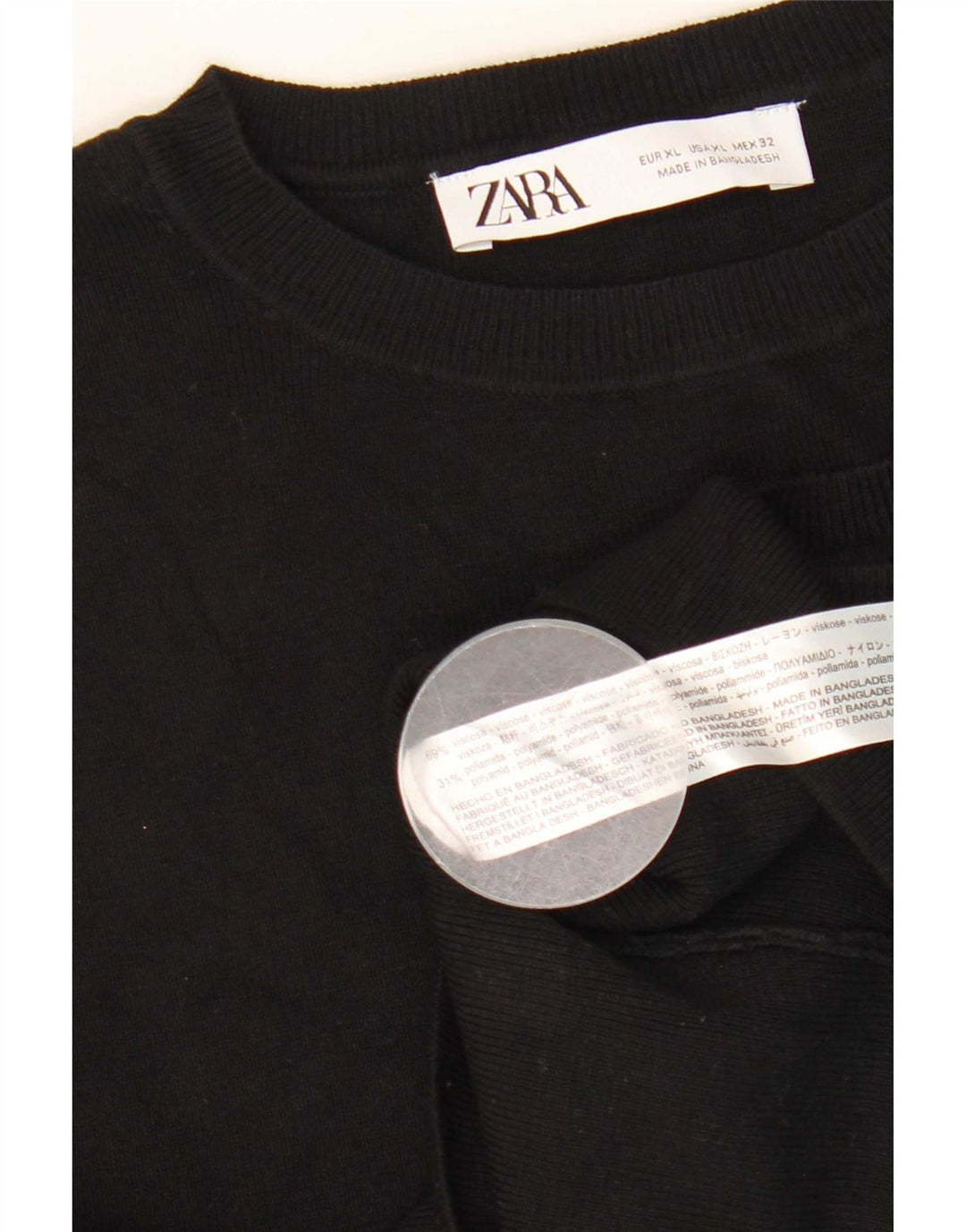 Zara Womens Crop Vest Top UK 18 XL Sort Viscose