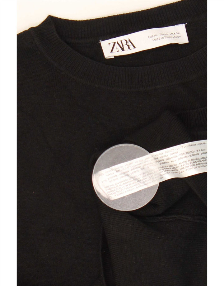 Zara Womens Crop Vest Top UK 18 XL Sort Viscose