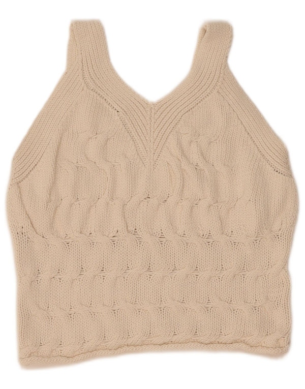 Zara Womens Crop Knit Cami Top UK 10 Small Off White Bomuld