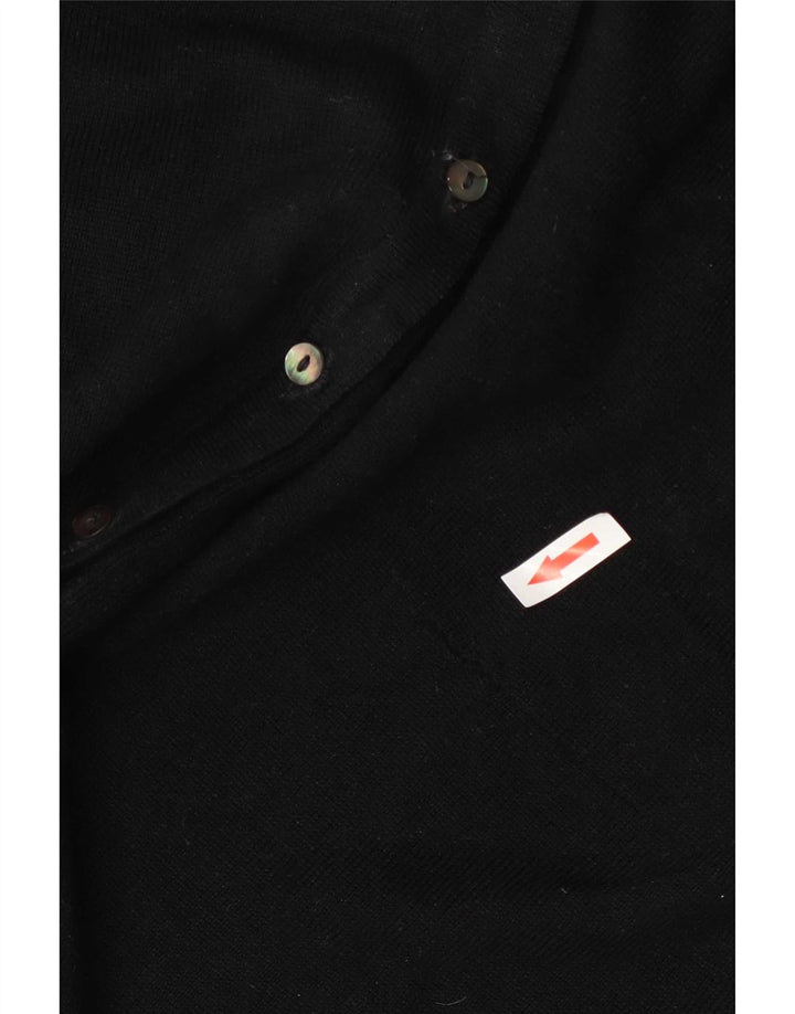 Marks & Spencer Womens Regular Fit Cardigan Sweater UK 12 Medium Black Wool