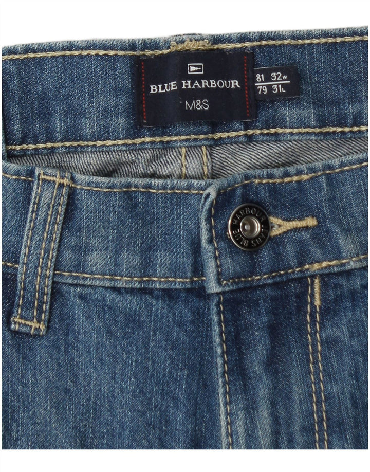 Marks & Spencer Herre Blue Harbor Straight Jeans W32 L31 Blue Cotton