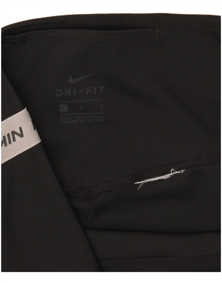 NIKE Womens Dri Fit Capri Graphic Leggings UK 16 Large  Black