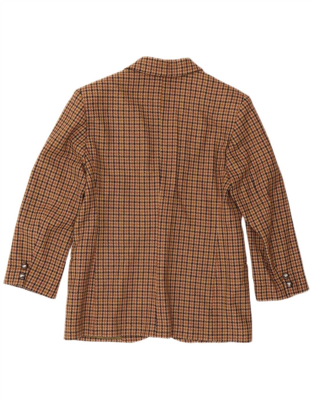 Vintage dame 2-knaps blazerjakke IT 44 Medium Brown Houndstooth Uld