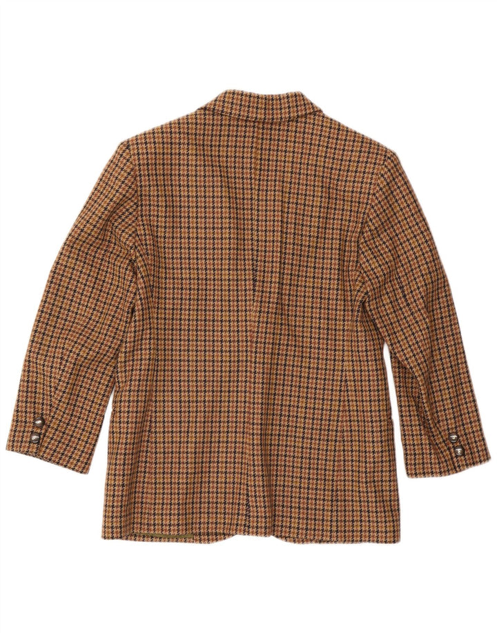Vintage dame 2-knaps blazerjakke IT 44 Medium Brown Houndstooth Uld