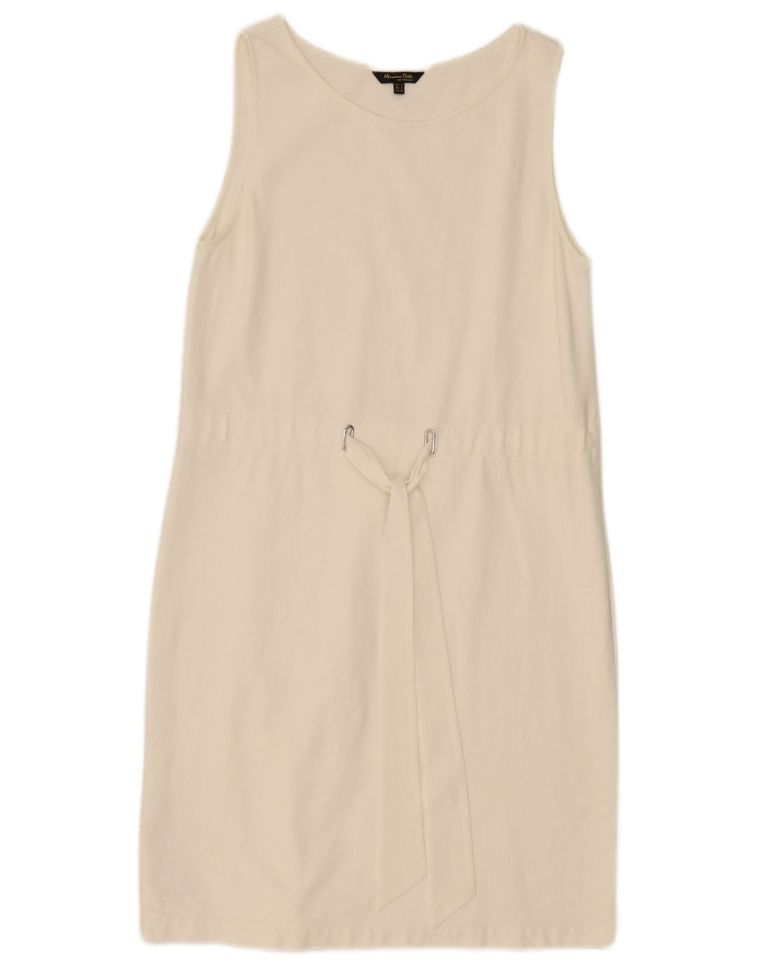 Massimo Dutti Dame Ærmeløs Shift Dress UK 12 Medium White Polyester