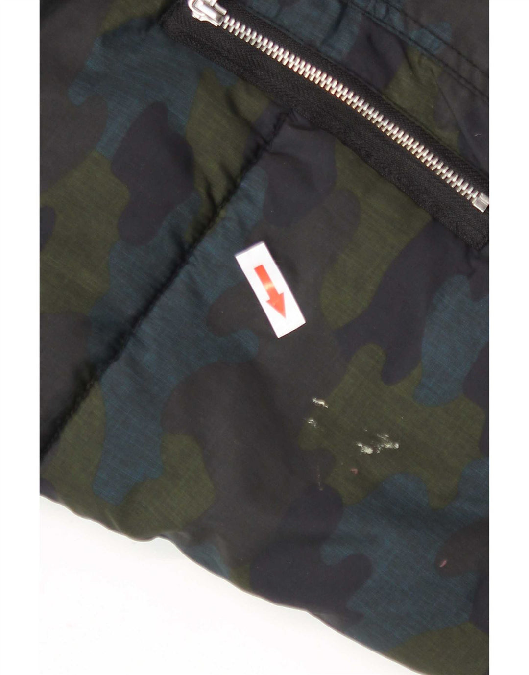 Zara Dame Hætte Oversized Polstret Jakke UK 6 XS Flerfarvet Camouflage