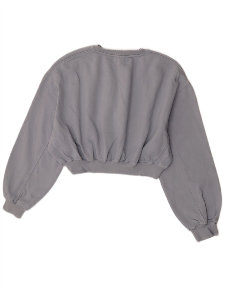 Zara Womens Crop Sweatshirt Jumper UK 14 Medium Grey Bomuld
