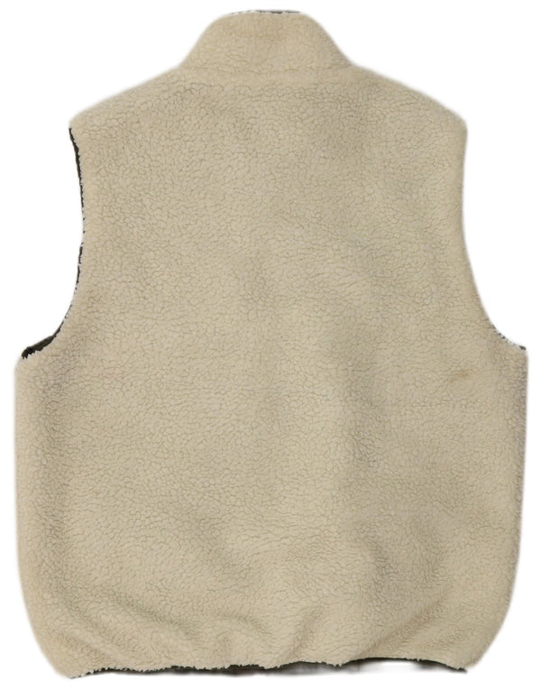 Bershka Herre Fleece Gilet UK 42 XL Hvid Colourblock