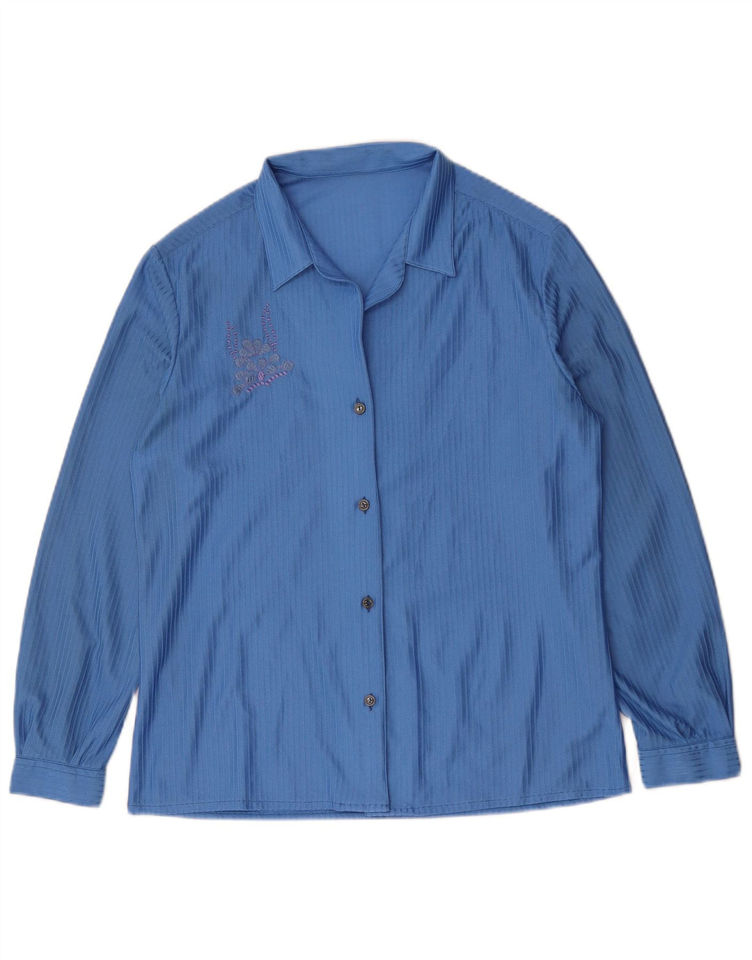 Vintage dameskjorte UK 14 Mellemblå stribet