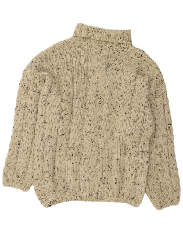 Kappa Mens Roll Neck Jumper Sweater Large Off White Flecked Wool