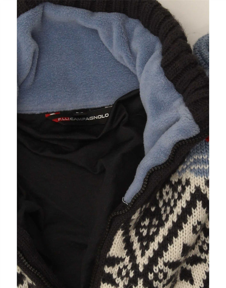 F.LLI Campagnolo Herre sweater med lynlåshals Medium Black Fair Isle